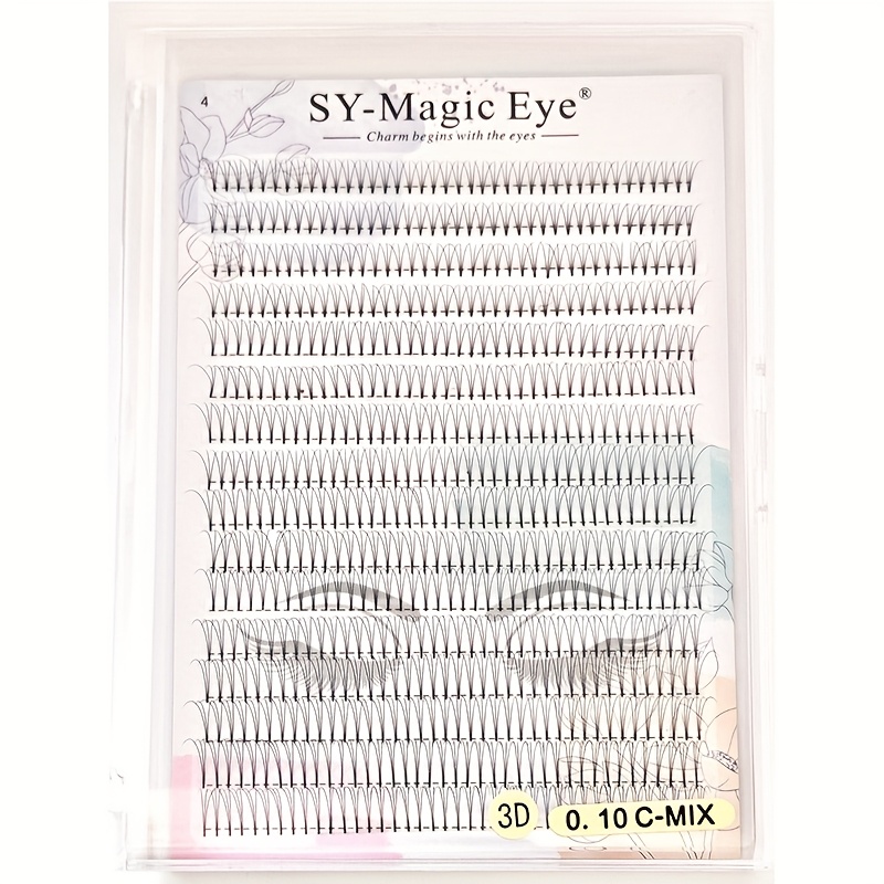 320pcs Per Box, Short Stem, 3d/4d/5d, 8-15mm Mix, Thickness, Premade Fans Eyelash Extension, Cluster Eyelashes,…: retailer-supplied image