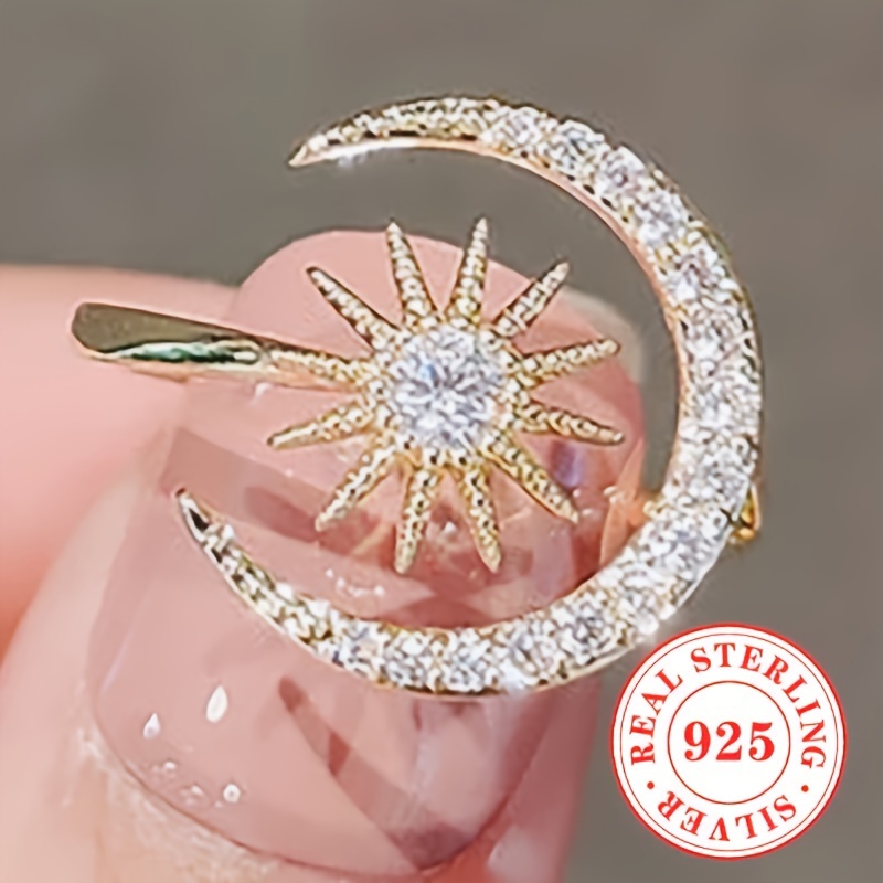 

S925 Sterling And Moon , Elegant Bling Cubic Zirconia Casual Party Jewelry Accessory Gifts For Women Gifts For Eid