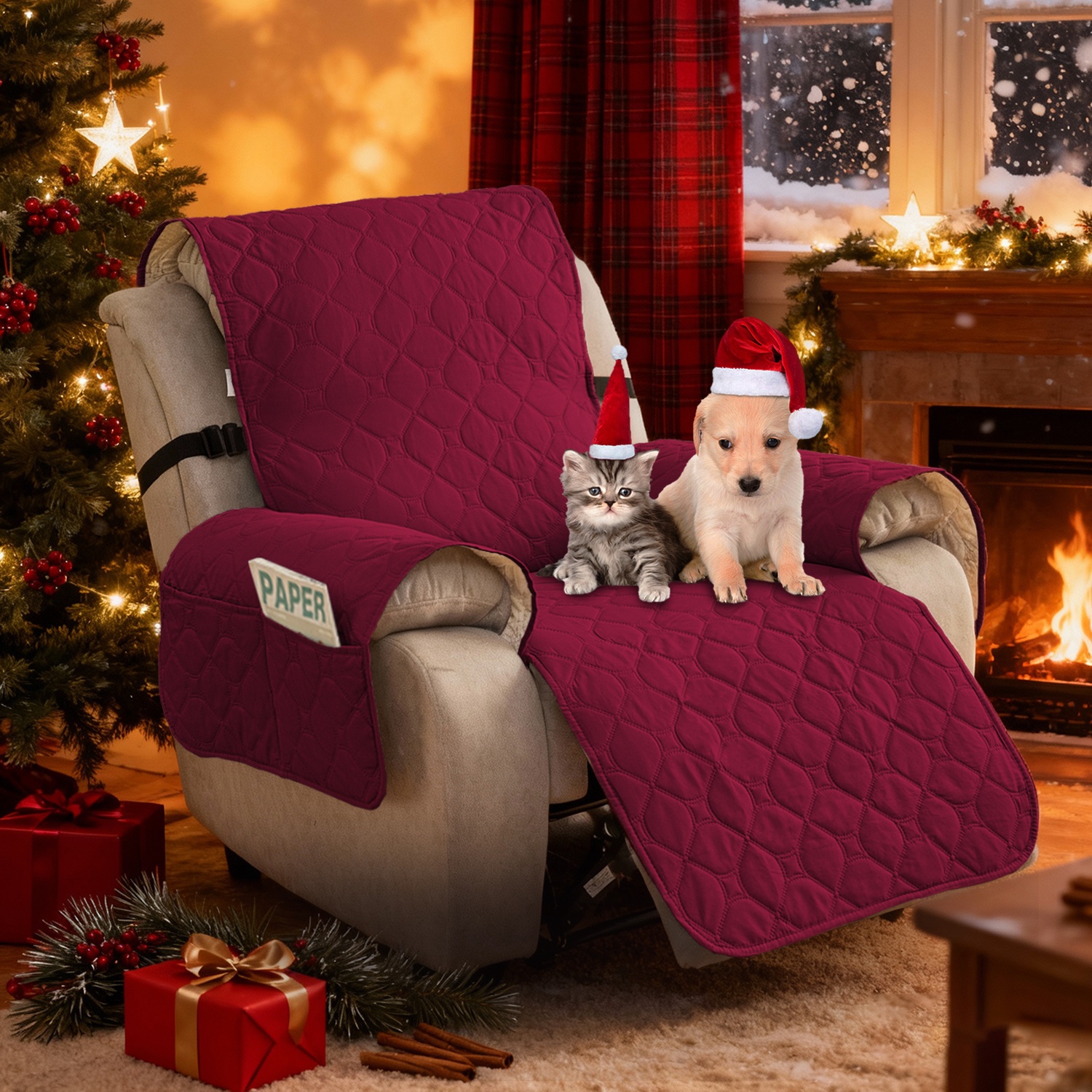 TEMU 1pc Of High-quality 23 Inch High Quality Recliner Cover - Scratch Resistant,, Easy To Cover, Multifunctional Recliner Cover,, Suitable For Indoor/outdoor Use And Christmas Decoration
