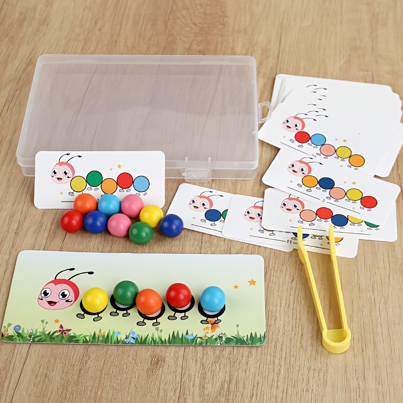 Image of For Caterpillar Sorting Beads Toy, Exercises Fine Motor Skills And Focus - Wooden Educational Developmental Teaching Tool Set, Parent-child Interaction, Birthday And Holiday Gift