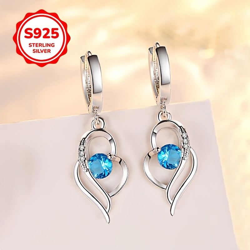 925 Sterling Silver Heart-Shaped Wing Pendant Earrings