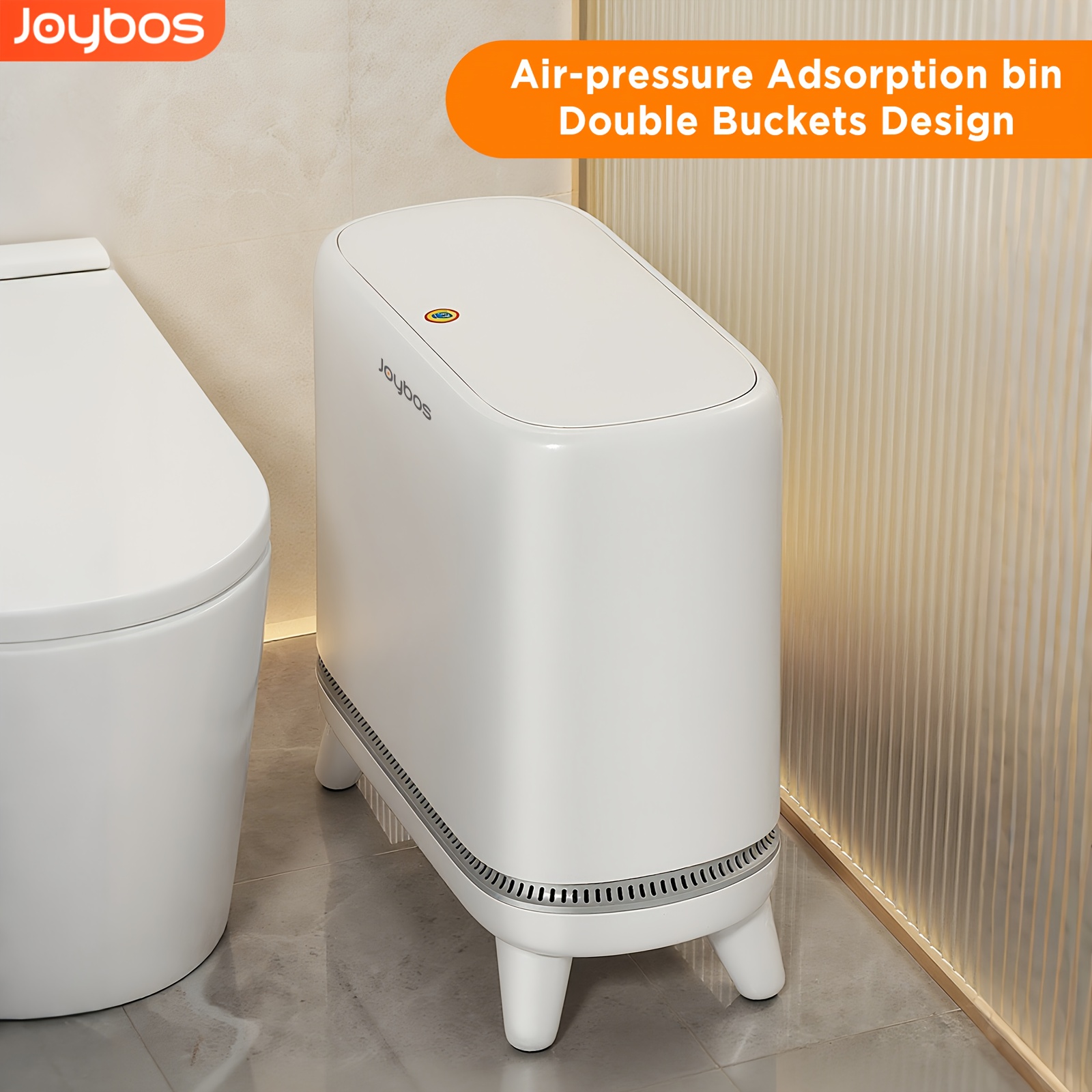 TEMU Bathroom Trash Can With Press Lid, 3.3 Gal/12l Vacuum Adsorption Slim Garbage Bin With 20 Bags, Waste Basket With Press Top Lid For Bedroom, Rv,