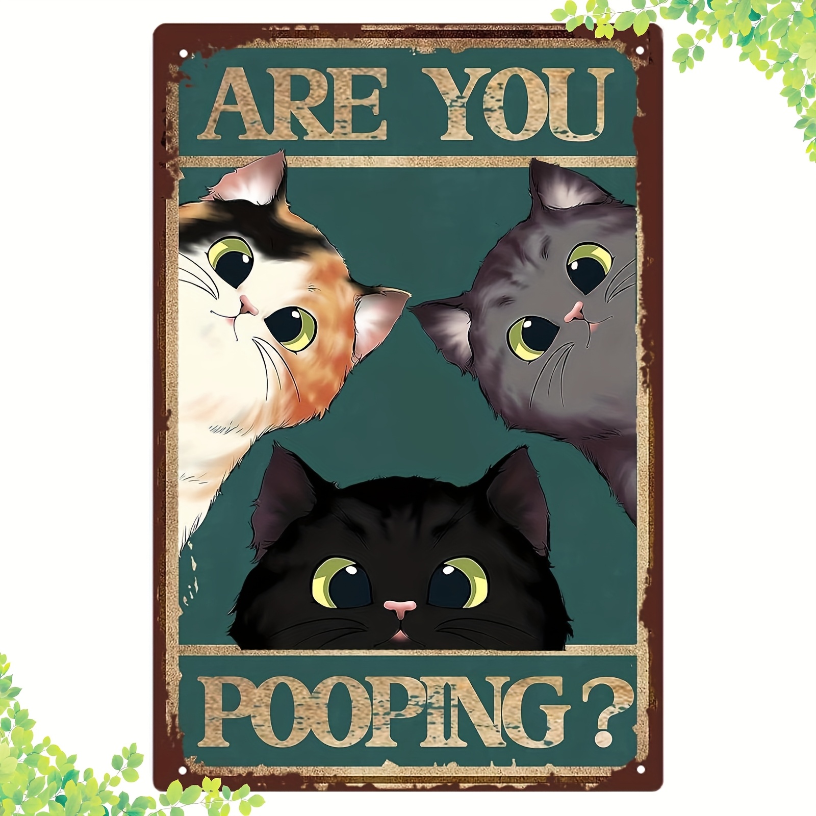 

Funny 'are You Pooping' Cat Bathroom Sign - Vintage Metal Wall Decor, Cat Lovers, & Art, Ideal For Home, Cafe, - In , Ginger, Mixed, White, Pink, Black - 8x12 Inches