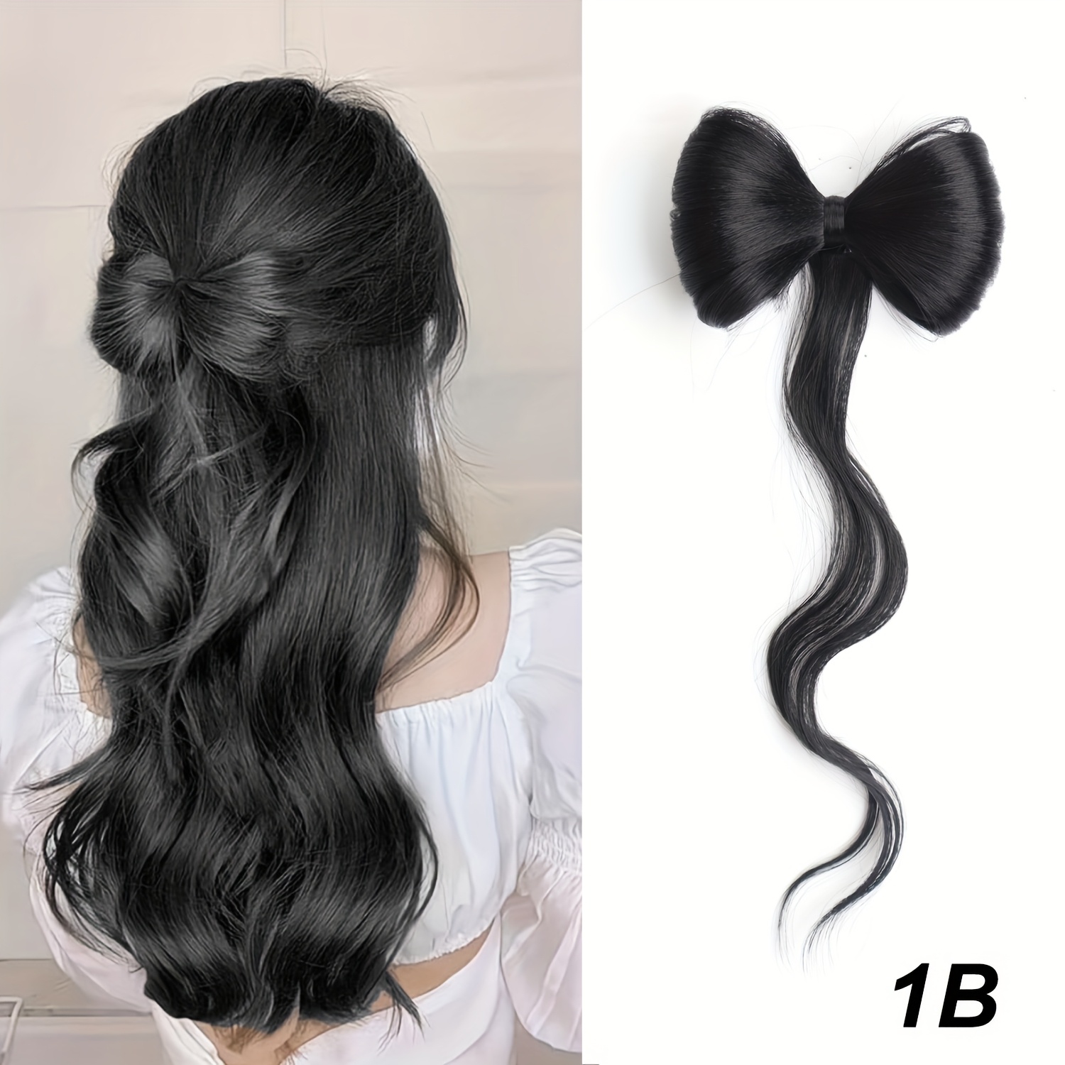 TEMU Bowknot Hair Bun Claw Hair Bun Synthetic Clip In Hair Extensions Elegant Natural Looking For Daily Use Costume Hairhair Accessories Halloween