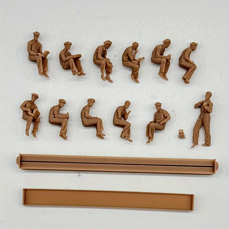Image of 1/87 Ho Scale Resin Model Classic Workers And Photographers 12 People Model Unpainted Miniature Diorama Hobby Collection Figure Art Desktop Decoration