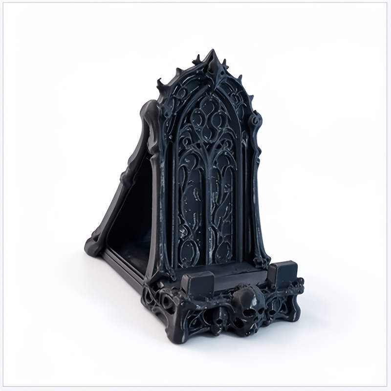 TEMU Gothic Phone Stand, Dark Gothic Style Desktop Phone Holder, With And Thorns Details, Black Decorative Desktop Phone Stand, Suitable For Desk,