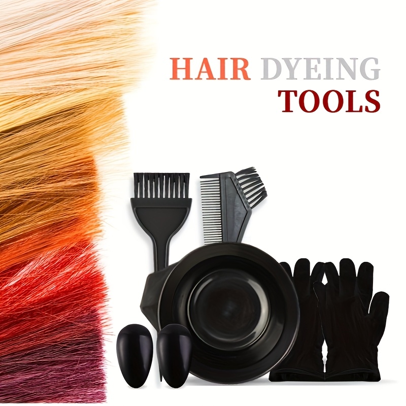 

7pcs Unisex Hair Dyeing Tool Kit - Professional , Easy-to-use Home Diy Hair With Bowl, Brush, Comb, And Gloves For All Hair Types