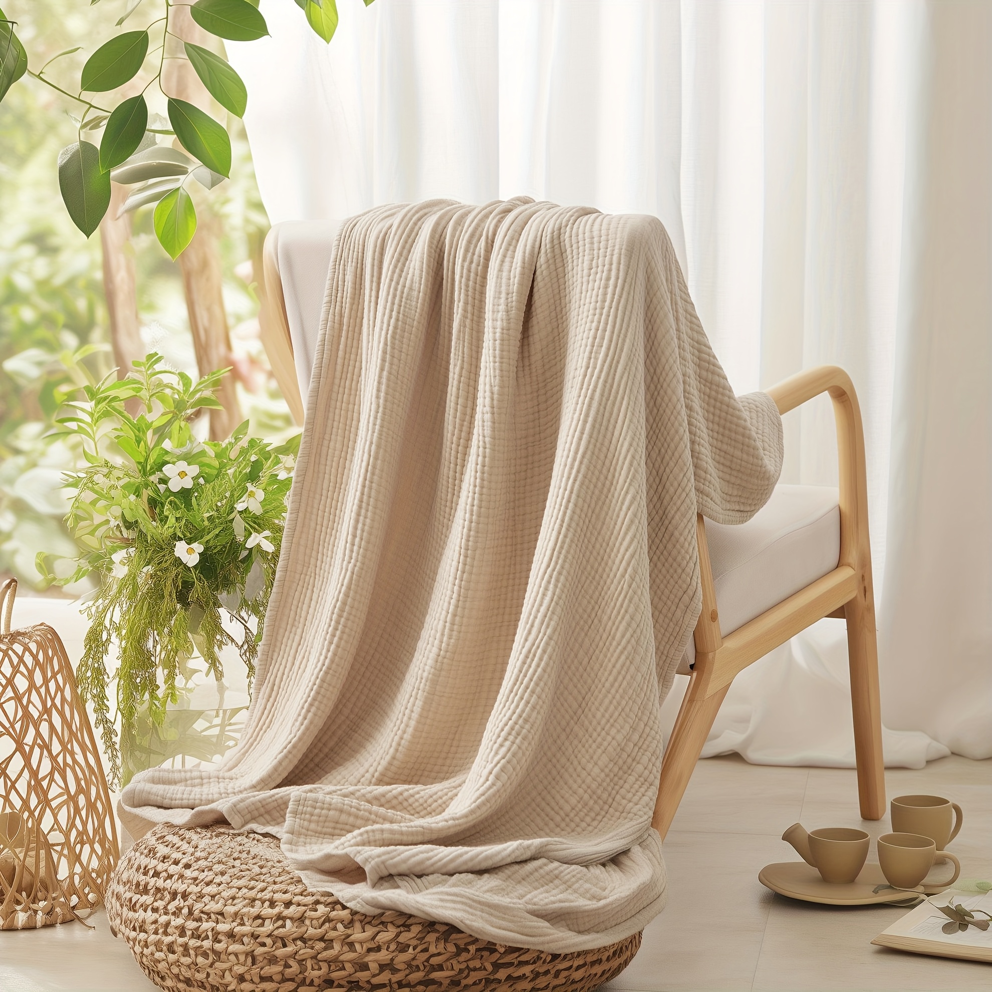 Gauze Blanket Thick Cotton Winter Blanket GOTS Certified Organic