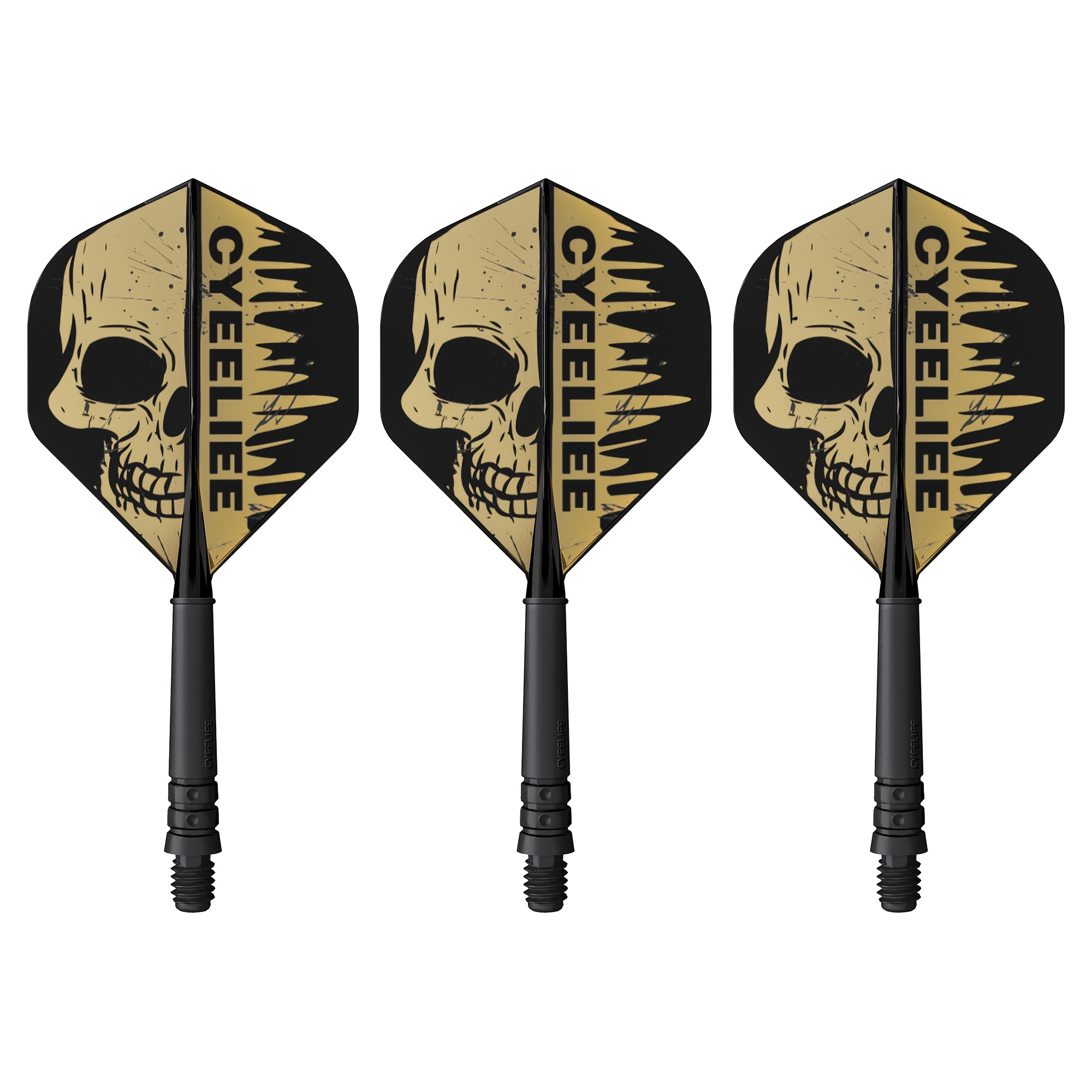 E-shop 3 Stück cyeelife Kompatibel für Darts Flugsystem – Einteilige langlebige Flugschäfte mit cooler Totenkopf-Design, 2BA Gewindeschäfte für Darts