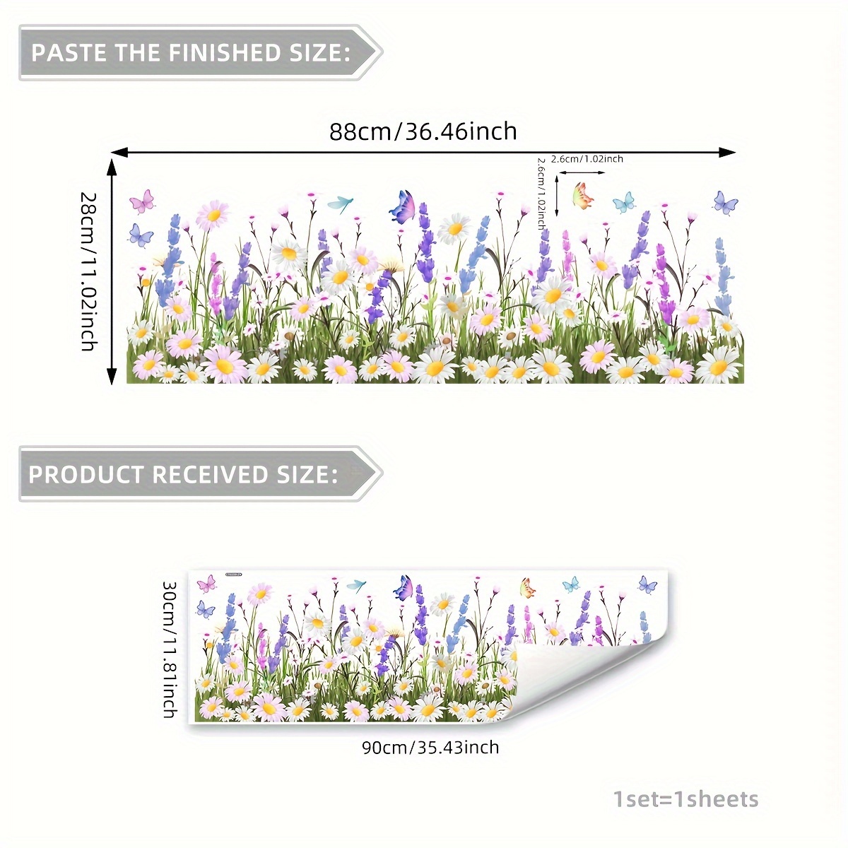 Image of 1 Piece Of 30*90cm Colorful And Floral Daisy Window Sticker, Double-sided Printing, Kitchen, Living Room, Bathroom Glass Decoration Sticker, Self-adhesive Ct6159-zy