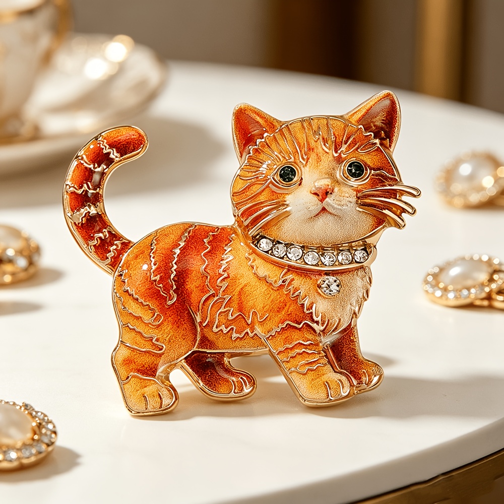 TEMU Broche en émail réaliste et mignonne de chaton, pin' chat coloré, accessoire de mode cadeau pour des chats
