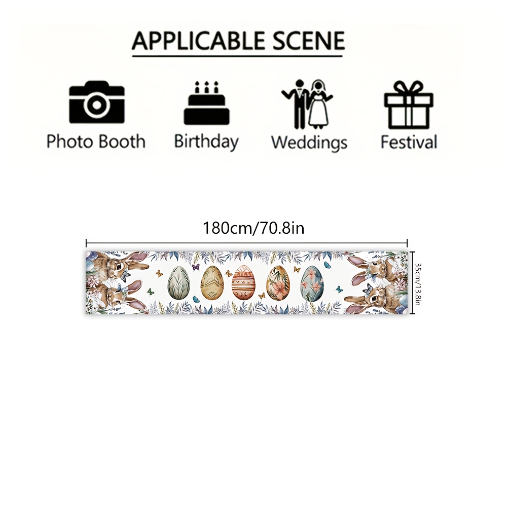 Image of 1pc, Easter Tablecloth, Rectangular Tablecloth Made Of Polyester, 180cm X 35cm, Perfect For Indoor/outdoor Dining, Ideal For Easter, Family, Party, Anniversary, Wedding, Holiday Decor