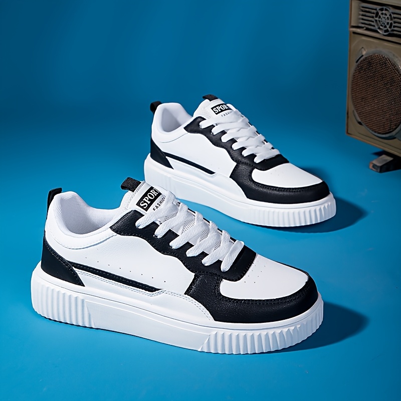 womens simple solid color skate shoes match lace low top Temu