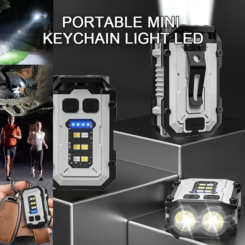 

Portable Mini Keychain Light Led High Bright Flashlight Dual Light Source Outdoor Camping Fishing Multi-function Tool Torch Lamp