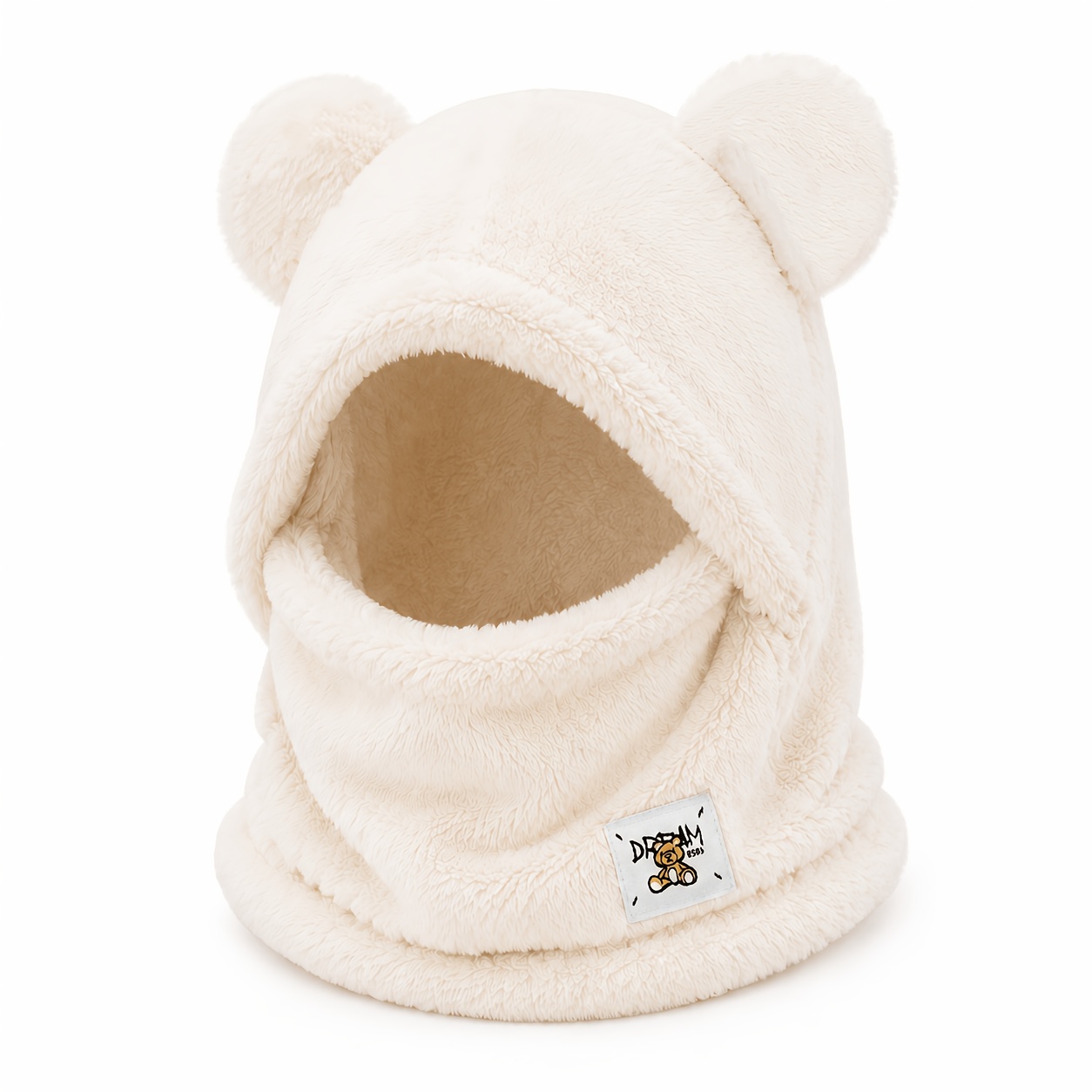 TEMU 1pc Meirunsen Thick Plush Balaclava Hat & Neck Gaiter For - Windproof Full-face Cover Hooded Mask, Lightweight Warm Shield Suitable For Skiing,