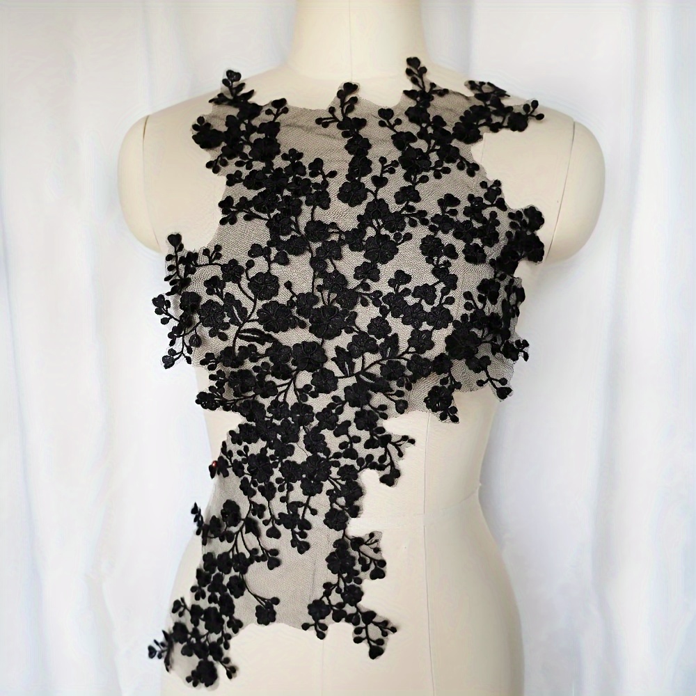 E-shop Eleganter Weißer Blumen-Spitzen-Applikations-Patch, 20x12.6in - Komplizierte Brautkleid- & Abendkleid-Verzierung, Verfügbar in Schwarz/Weiß,