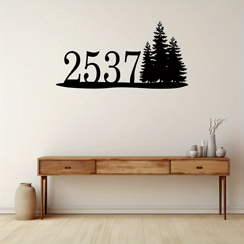 

1pc Customizable Metal Signage, Personalized Tree Silhouette Metal Craft, Custom House Number, Perfect Gift For Friends & Family, Wall Art, Home Decor