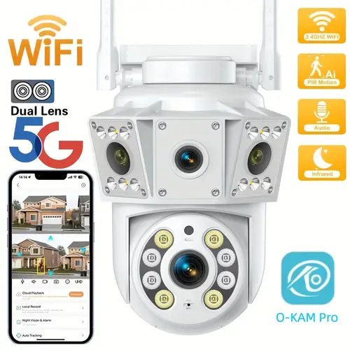 6mp wifi security camera dual lens 2 4g 5ghz wireless ip camera video surveillance for cctv monitor ai human tracking color night two way alert for ios app