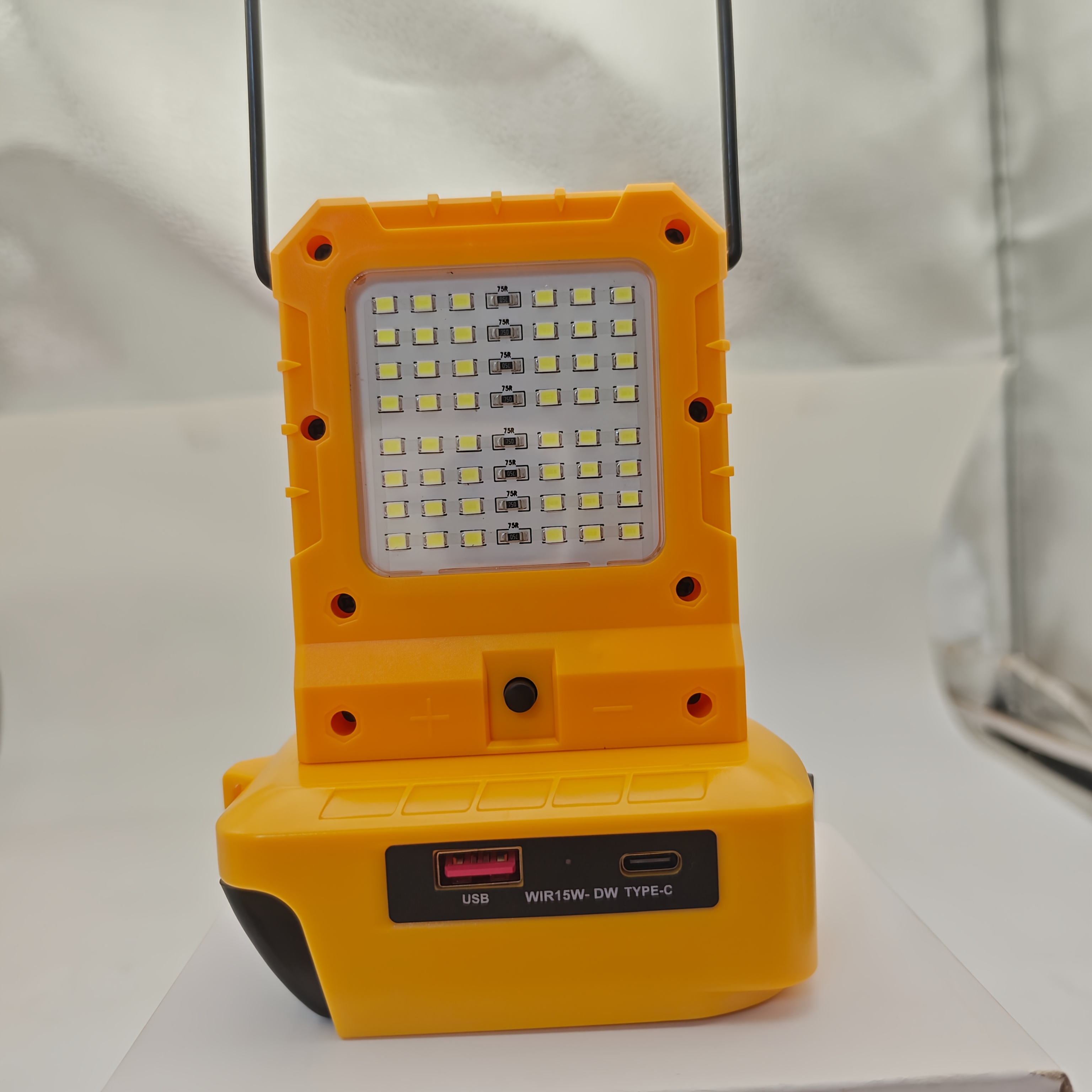 TEMU Battery Adapter With Led Work Light, For 20v Battery, Double Side Led Light With Usb And Type-c Charging Port, Portable Outdoor Lighting