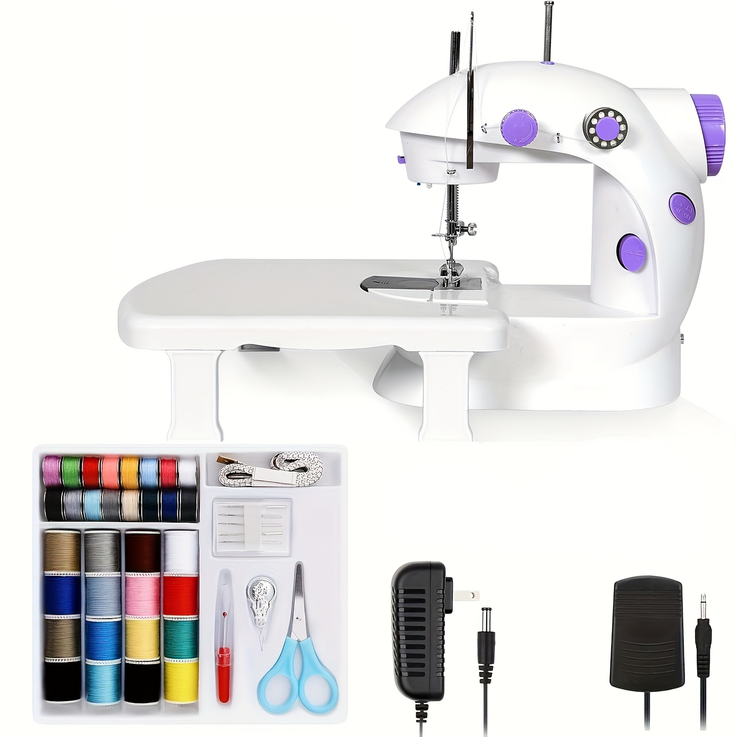 

Mini Sewing Machine For Beginner, Dual Portable Machine With Extension Table, Light, Sewing Kit For Household, Travel