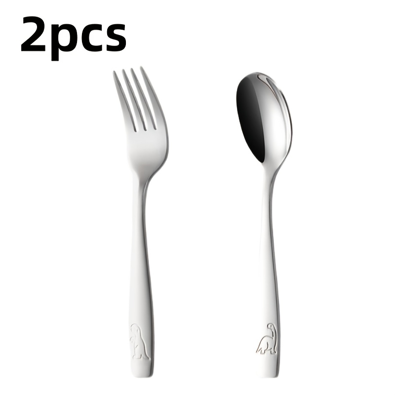 dinosaur themed stainless steel cutlery set 2pcs   spoon fork rust resistant scratch   for dining   Product details 0