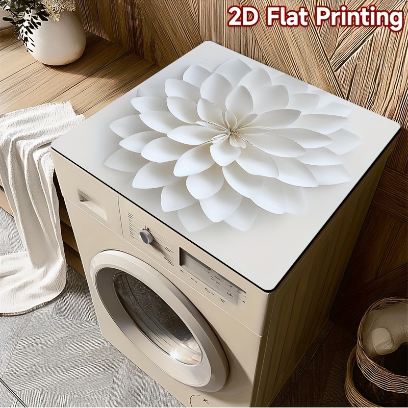 TEMU New Niche Design 1pc White Paper Flower Washing Machine Mat And Drying Mat - Anti-slip Appliance Cover, Decorative Laundry Room And Kitchen