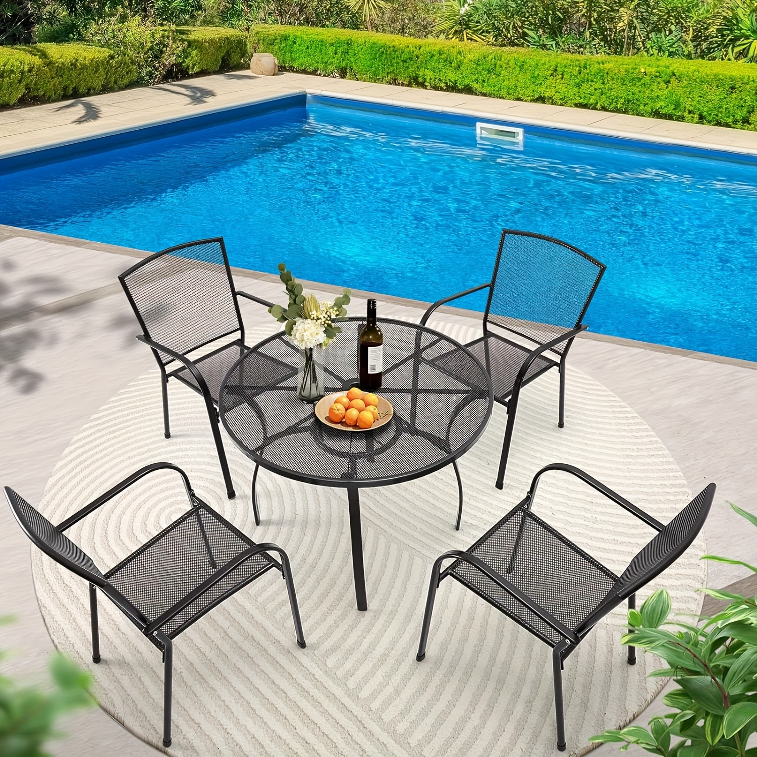 Black Mesh Patio Chairs Metal Outdoor Chairs Sold On Temu United