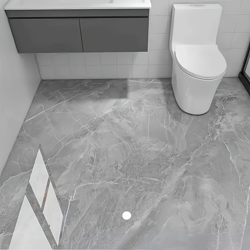 A Roll Of 40 Wide Imitation Marble Luxury Bathroom Toilet Floor Stickers, Suitable For Toilet Floor Stickers Self-adhesive, , Tear And Stick, Toilet Floor Tile Renovation Wallpaper Stickers