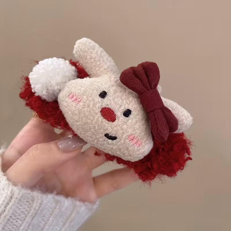 korean version of the versatile cute plush panda rabbit large bb clip for women 2024 new high end sweet versatile headband with duckbill clip Product details 7