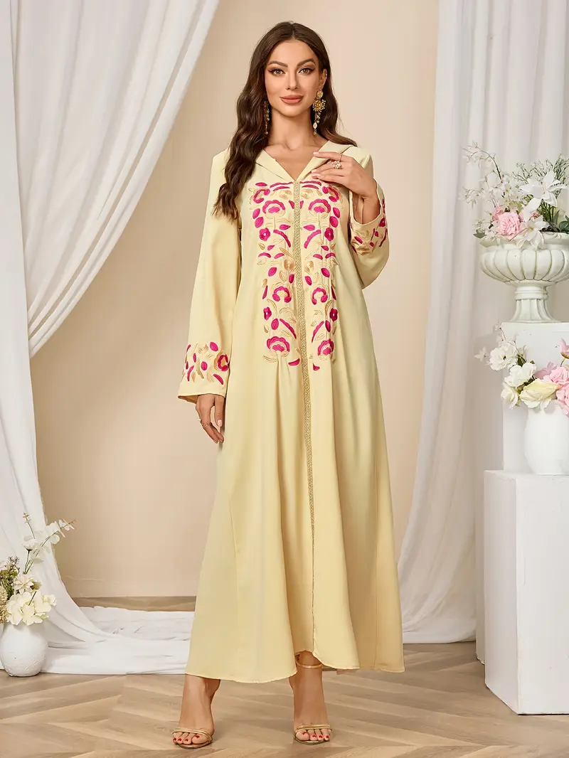 elegant long embroidered kaftan dress polyester hooded - Temu elegant long embroidered kaftan dress polyester hooded - Temu