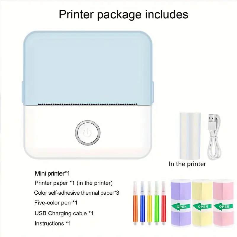 Générique Stampante termica portatile A4 senza inchiostro, Bluetooth senza fili, compatibile con iOS e Android, mini stampante, Mac, Windows, ricevute, nero, ideale per professionisti in movimento Générique Stampante termica portatile A4 senza inchiostro, Bluetooth senza fili, compatibile con iOS e Android, mini stampante, Mac, Windows, ricevute, nero, ideale per professionisti in movimento