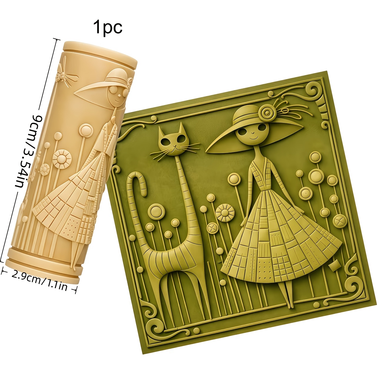 TEMU 1 High-footed Cat And Texture Roller | Specifically Designed For Creative Enthusiasts, Featuring Exquisite Textured Decorative Patterns Suitable