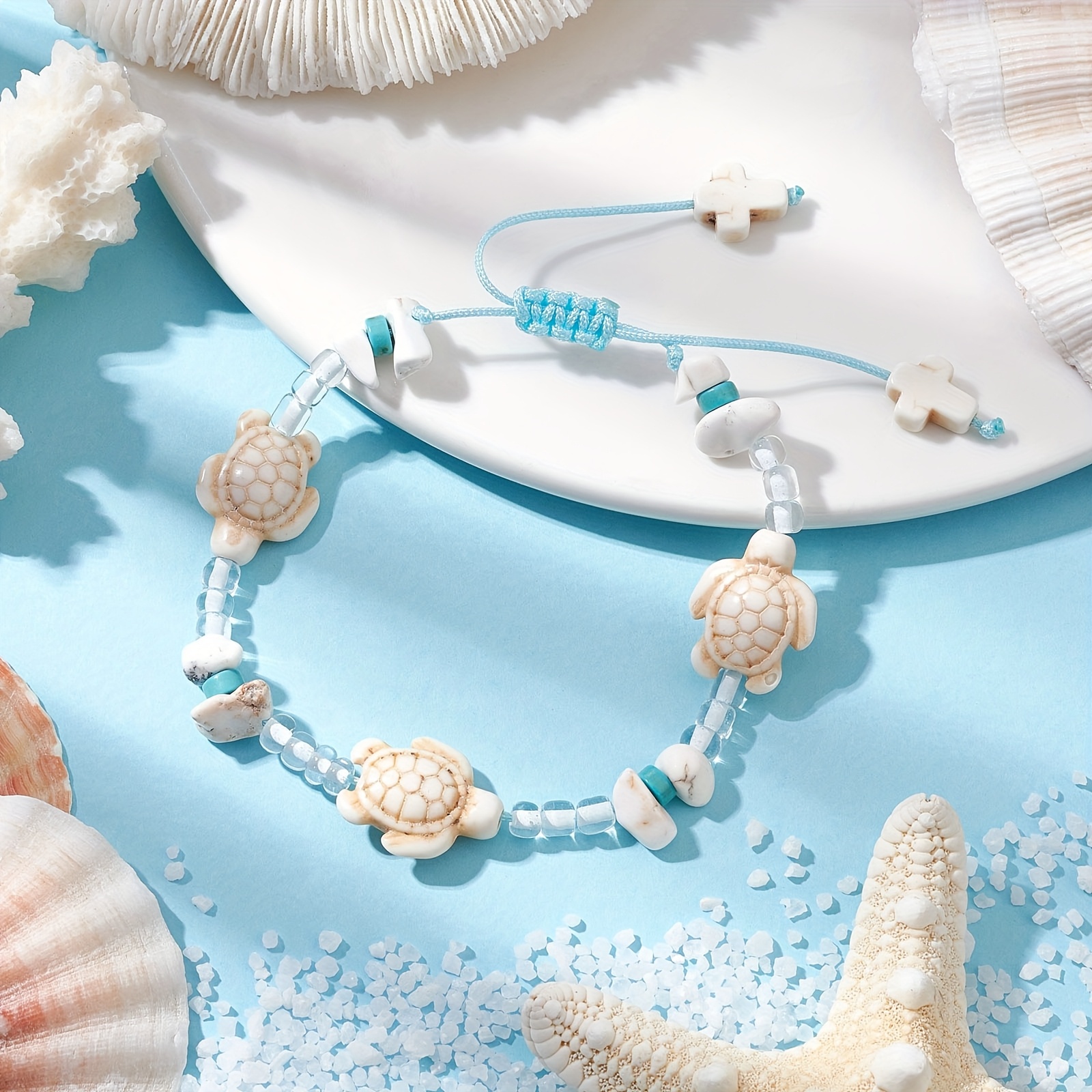 Boho Nautical Starfish and Shell Beaded Bracelet