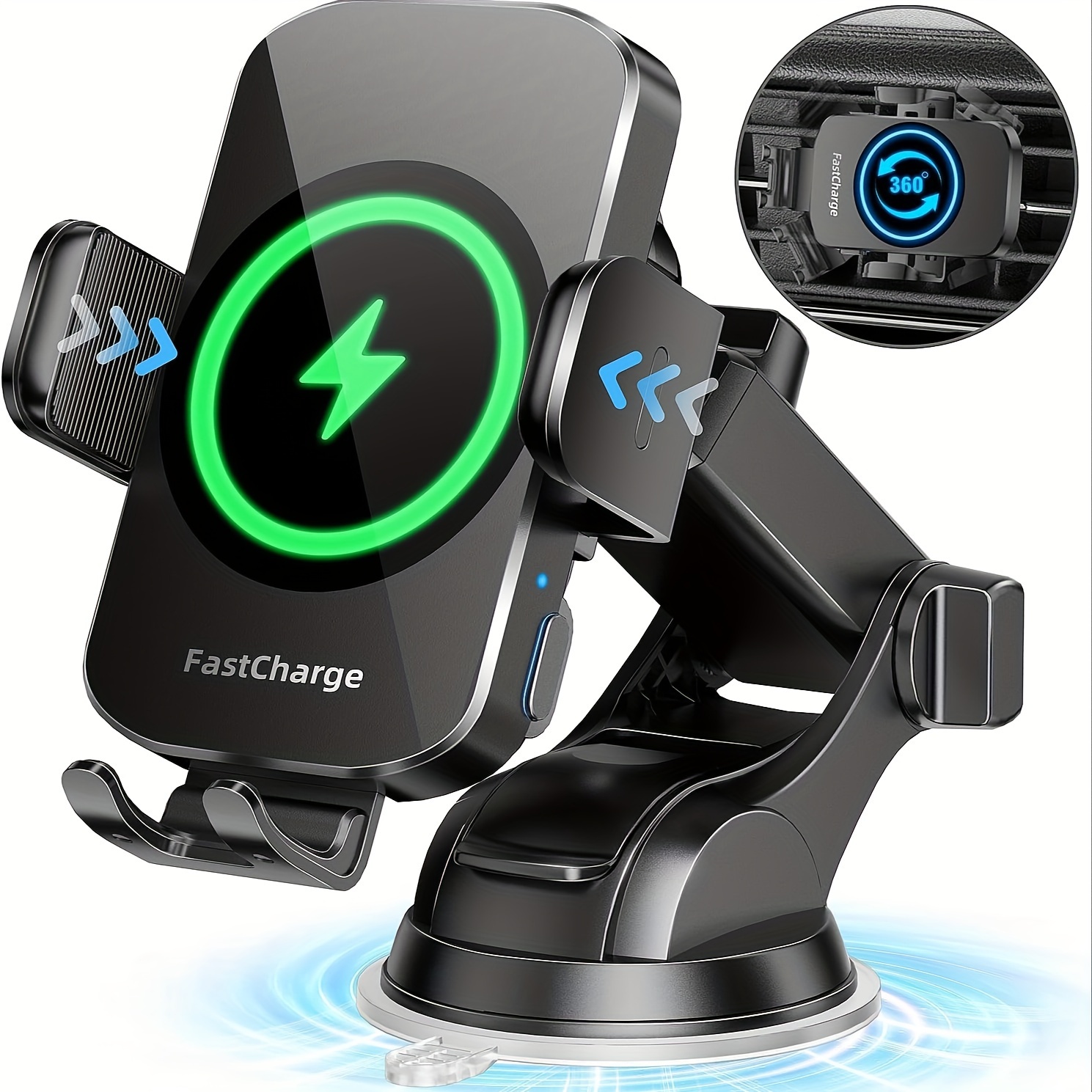 

Wireless Car Charger, 15w Fast Charging Auto Clamping Car Charger Phone Mount Phone Holder Fit For Iphone 15 14 11 Pro Max Xs, Samsung S24 Ultra S23 S22 S21, S20, S10+