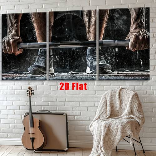 2d flat 3 frameless canvas wall art motivational gym posters with barbell lifters black white fitness decor for home office bedroom school cafe perfect gift for birthdays holidays graduations weddings back to gym decor indoor wall art 3pcs wall art black and white wall art home decor personalised gifts wall art decor living room wall art prints wall decor