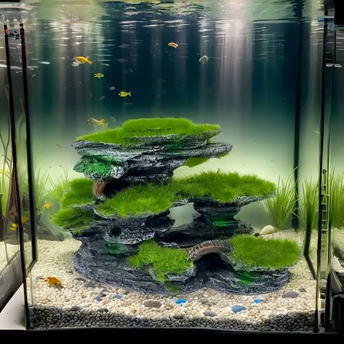 realistic aquarium landscape moss cover design multi layer fish tank decoration easy to clean freshwater fish tank accessories provide hiding place for fish shrimp micro fish tank and large aquarium natural underwater habitat decoration