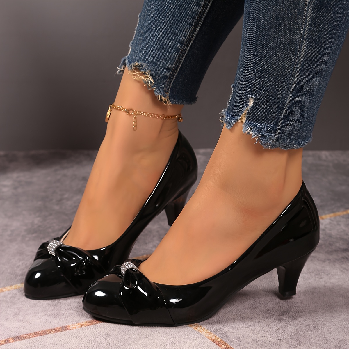 womens black cover high heels chunky Temu Oman