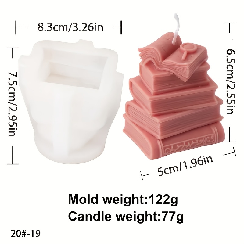 E-shop 1 Stück Realistische Stapelbuchform - Hochwertige Silikon-Kerzen-, Aromatherapie-Gips- & Epoxidharzform - Offenes Buchdesign für DIY-Basteln,