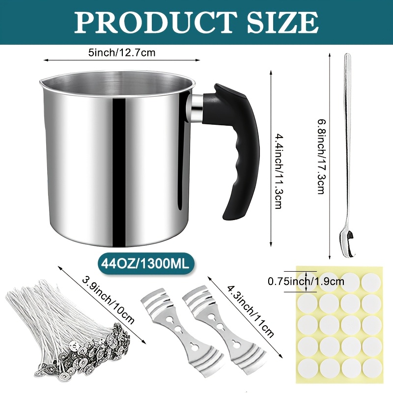 TEMU Professional Complete -1 Candle Making Accessory Kit, 1300ml/44oz Heavy-duty Stainless Steel Wax Melting Pitcher With Heat-resistant Anti-scald