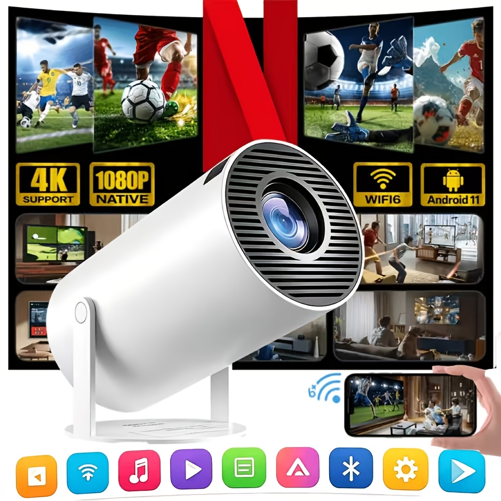 TEMU Mini projecteur avec fil et BT, prend en charge filaire et fil, avec applications intégrées, projecteur /Bureau, prend en charge le décodage