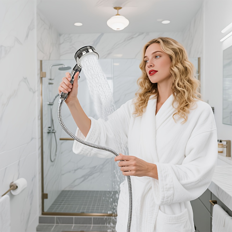 TATUKIKO High-Flow Handheld Shower Head with Flexible Hose & Wall-Mounted Bracket