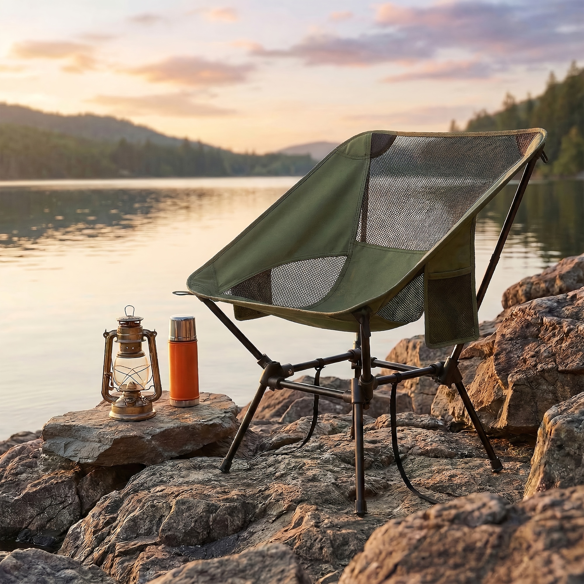   beach chair featuring adjustable height a durable   that supports up to 330   two storage pockets and a lightweight foldable design ideal for camping and travel Product details 0