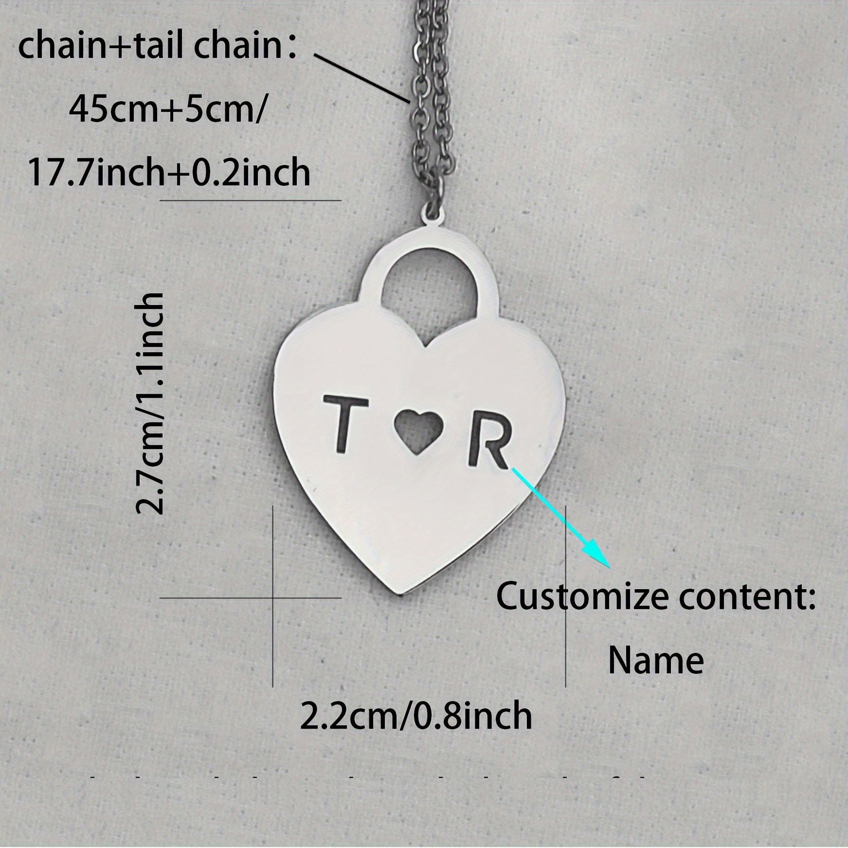 1pc Personalized Heart Name Necklace Custom Engraved Vintage Minimalist  Golden-Tone Heart Pendant with Letters, Everyday Jewelry Gift for Mother's