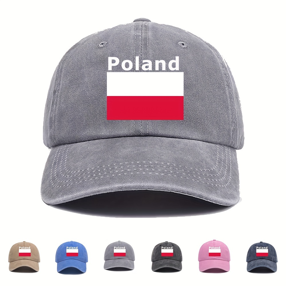 

Unisex Polish Flag Print Washed Cotton Baseball Cap - Adjustable, Soft Dad Hat For Casual Outdoor Sports Embroidered Baseball Cap