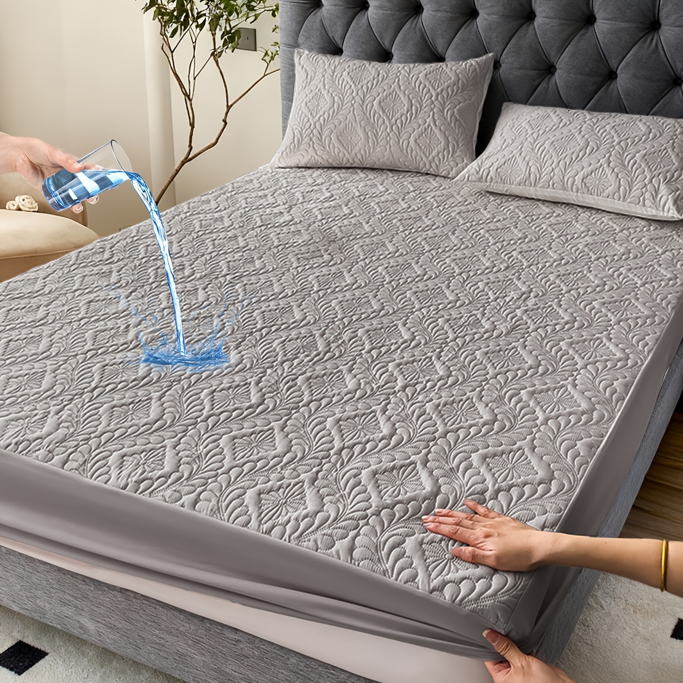 TEMU 1pc Bed Fitted Sheet, Embossed Bedding, Mattress Protector, Soft Breathable, Deep , Fits Twin/full/queen/king Size, Machine Washable Bedding,