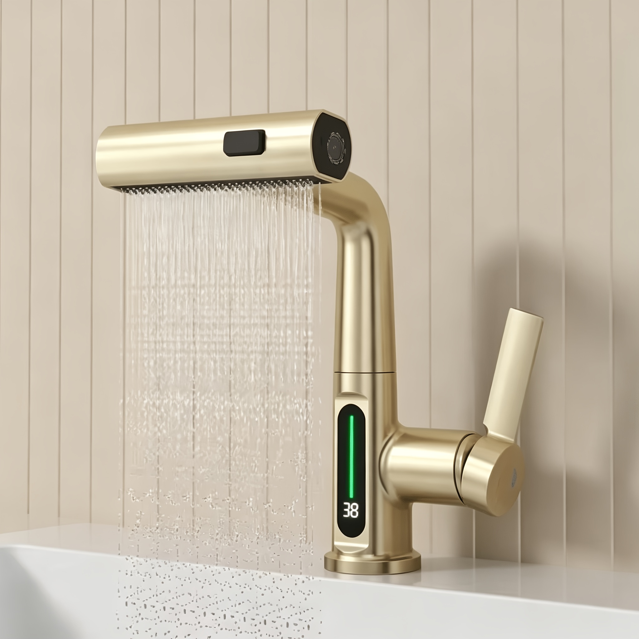 Image of Waterfall Basin Tap, 3 Bathroom Mixer Tap Modern, Extendable, Rotatable, Height Adjustable, Mixer Tap, Single Lever, For Bathroom