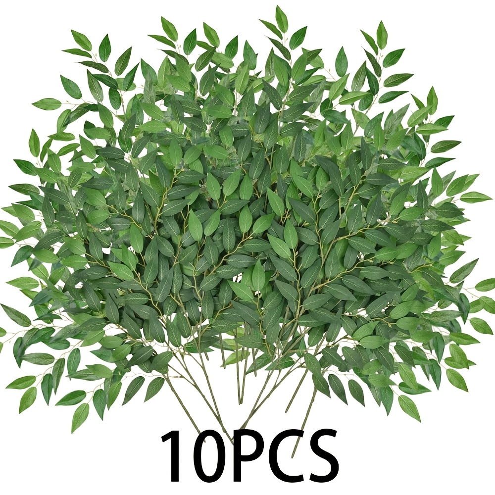 

10pcs Classic Artificial Italian Ruscus Greenery Stems, Plastic Hanging Greenery For Wedding Bouquets, Centerpieces, Home & Garden Decor, For Thanksgiving, Valentine's Day, Graduation