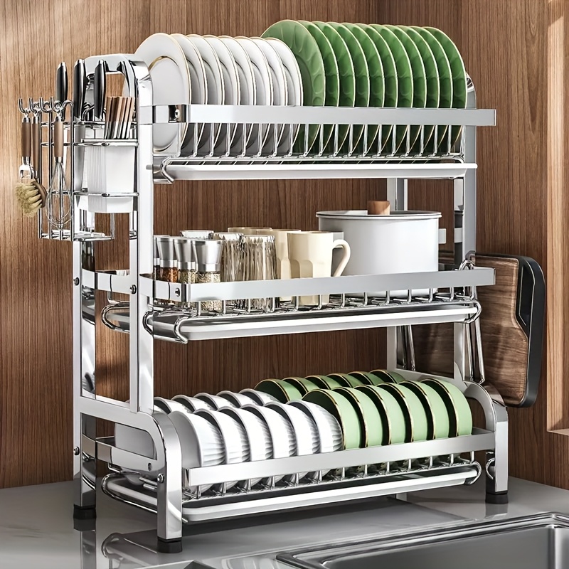 stainless steel dish rack multi tier kitchen organizer Temu