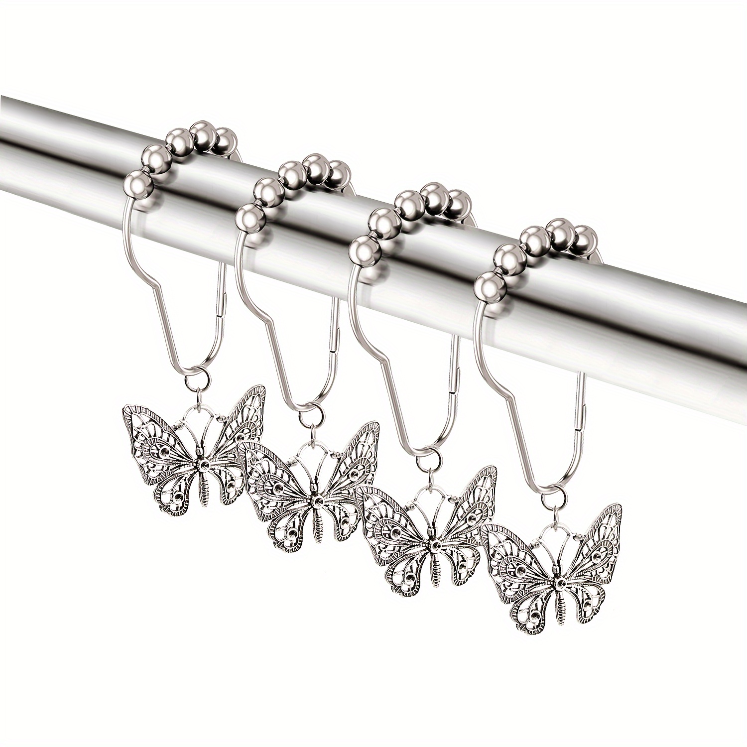 TEMU 12pcs Hollow Decorative Shower Curtain Hooks Insect Style Theme Home Shower Curtain Rings Decorative Accessories Rust Proof