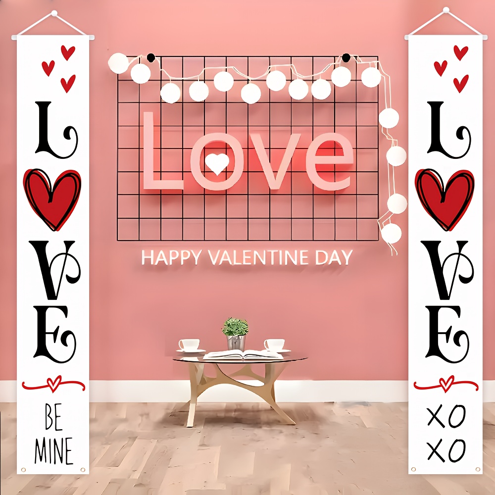 

Valentine's Day Love-themed Porch Banner - " X 11.8" Romantic Couplets For Indoor & Outdoor Decor, Surprise Parties & Date Nights, Valentines Decorations, Decoration, , Porch Flag